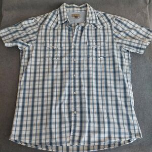 Sonoma Life + Style Men’s Western Pearl Snap Shirt Blue White Plaid Size L